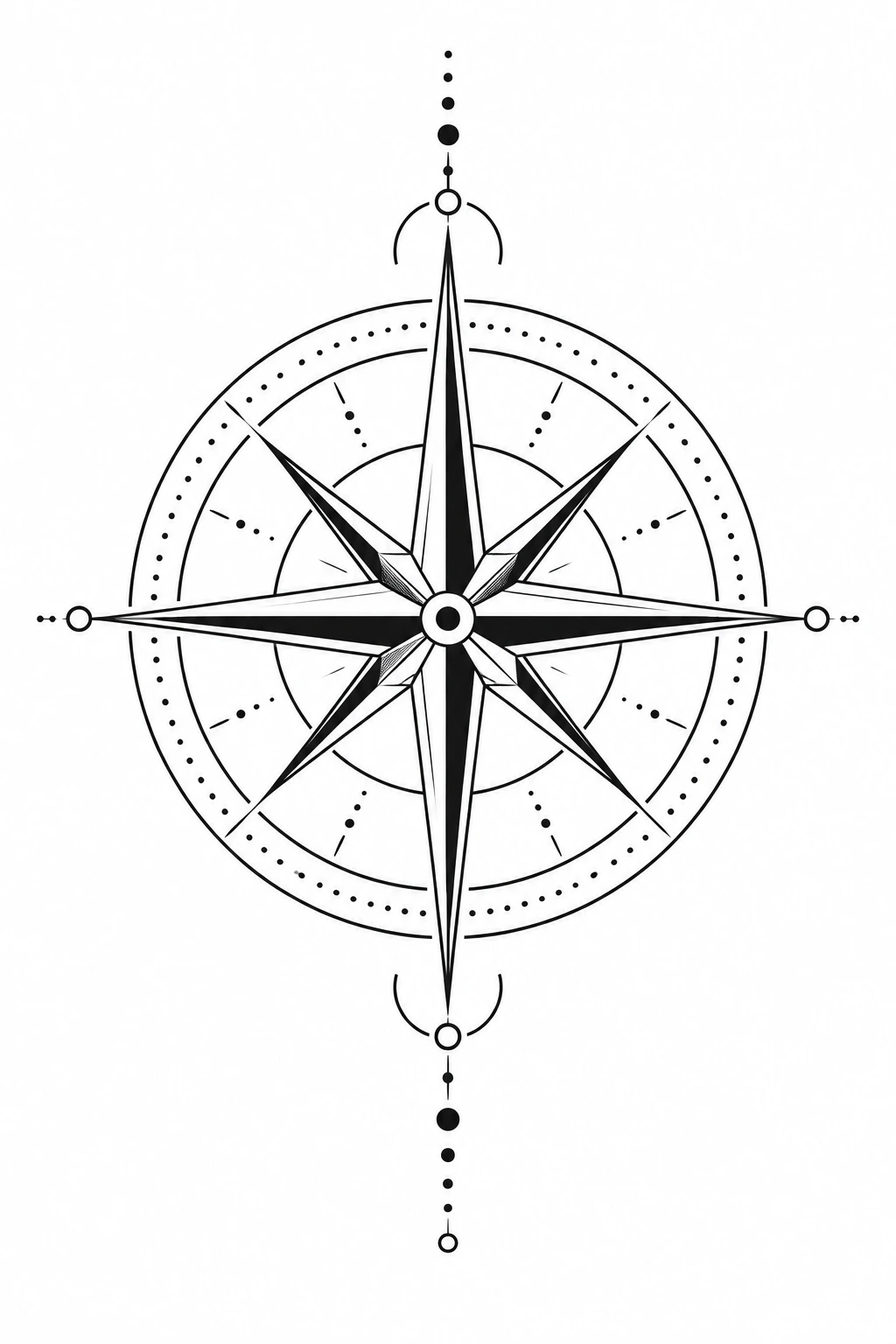 Geometric Compass tattoo design on a white background