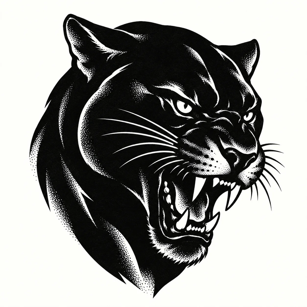 Blackwork panther tattoo example for image to tattoo style selection