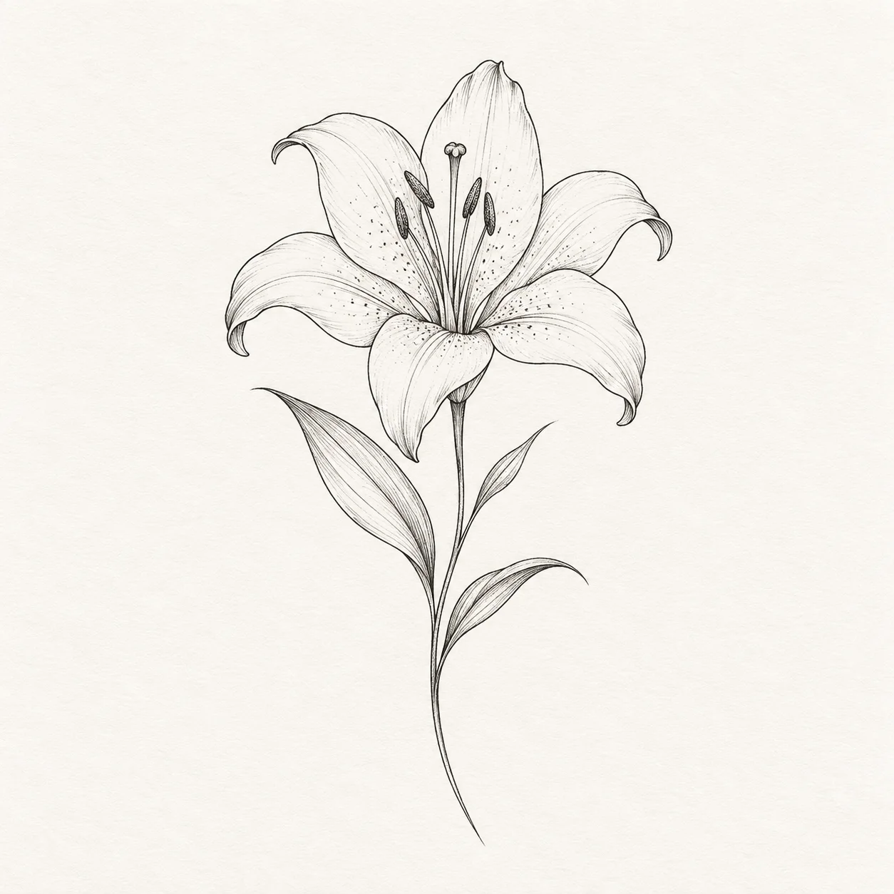 Fine-line lily tattoo example for image to tattoo style selection