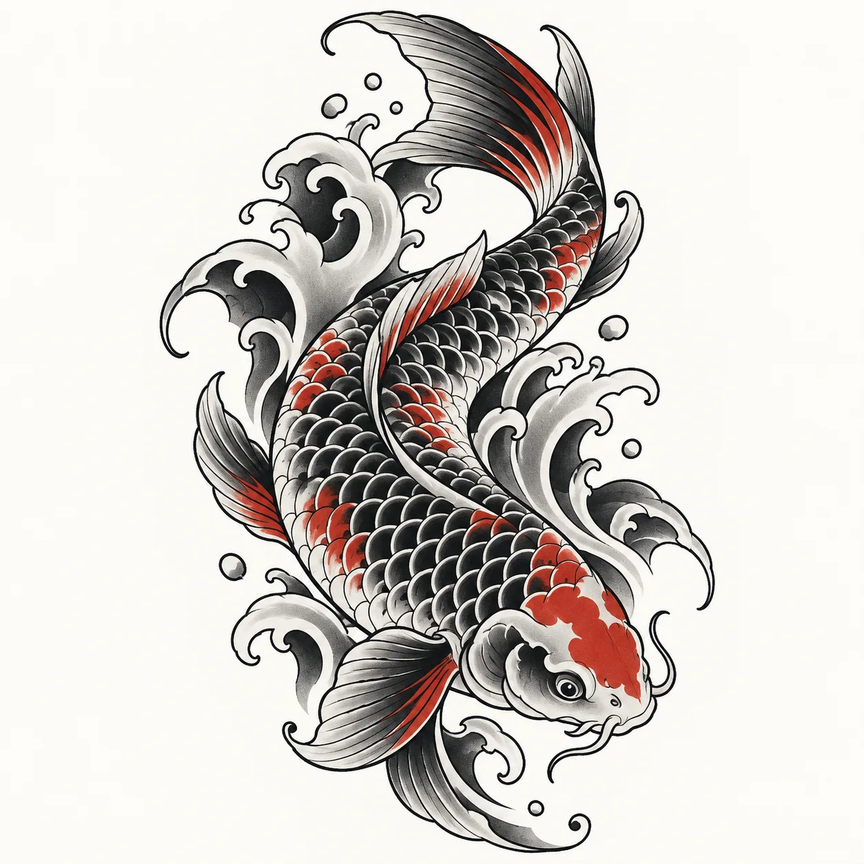 Japanese koi tattoo example for image to tattoo style selection