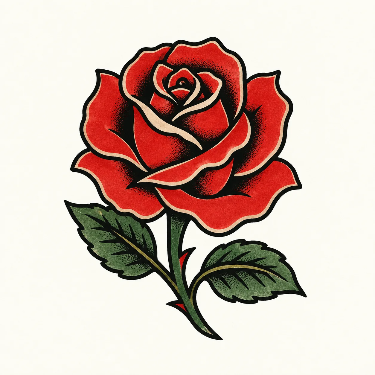 Traditional red rose tattoo example for image to tattoo style selection
